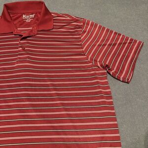 Kartel Mens Striped Red‎ Golf Short Sleeve Shirt Size XL Collared Polyester